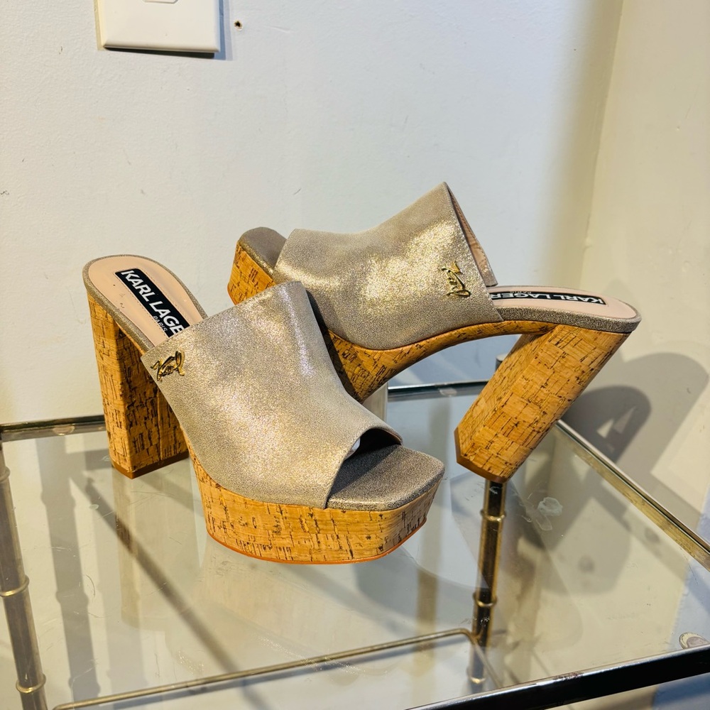 KARL LAGERFELD PARIS Hensley Platform Sandals Women’s Size 7.5